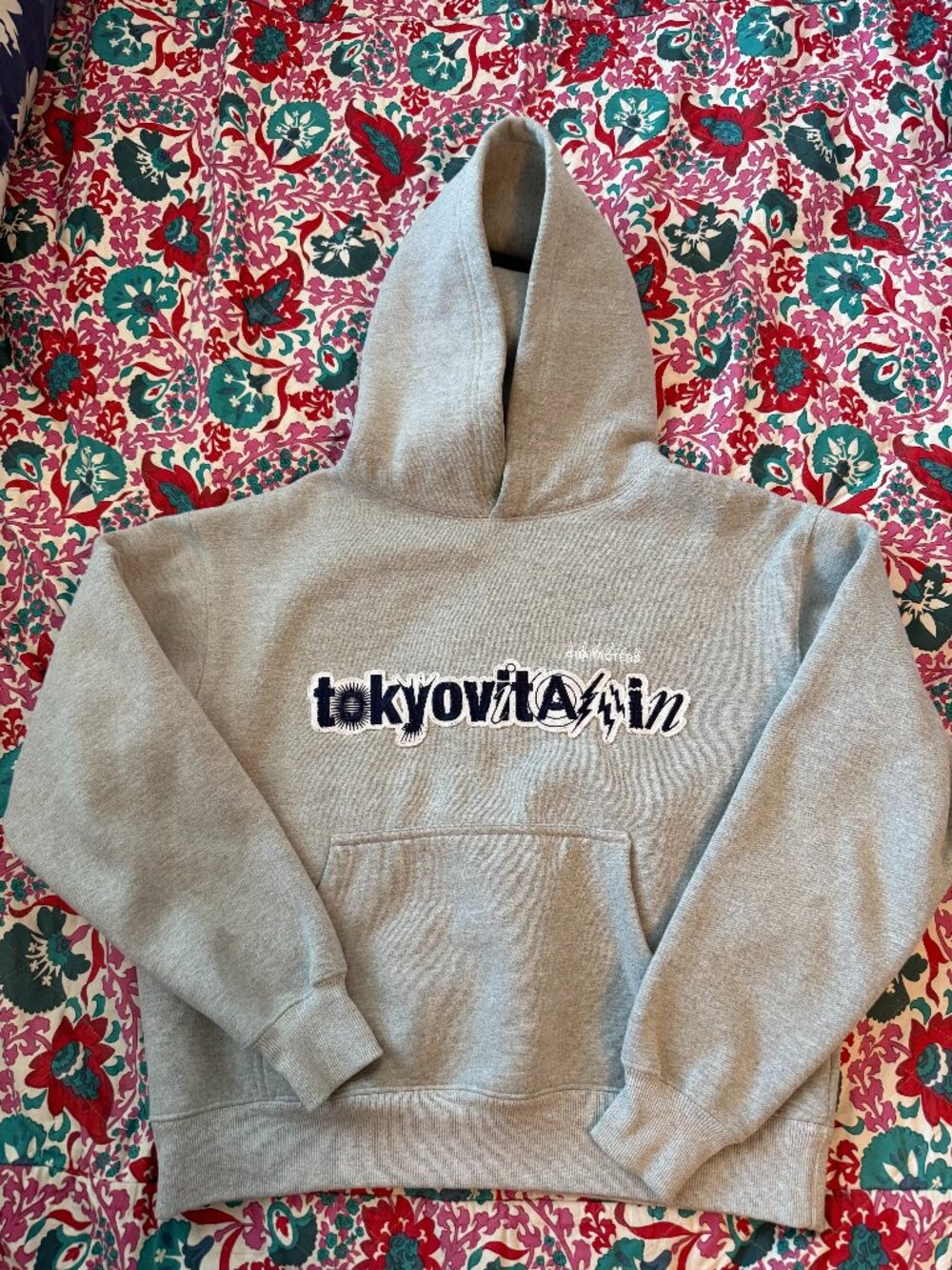 Hidden Characters Tokyo Vitamin Embroidered Hoodie Size S Gray